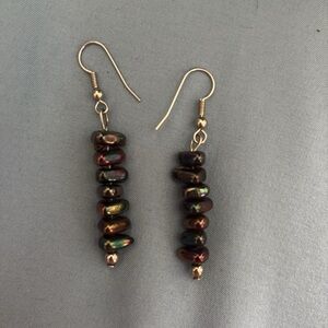 Iridescent Beaded Column Earrings